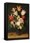 Tulips, Roses and Other Flowers in a Glass Vase-Hendrik Avercamp-Framed Stretched Canvas