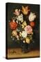 Tulips, Roses and Other Flowers in a Glass Vase-Hendrik Avercamp-Stretched Canvas
