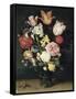 Tulips, Roses and Other Flowers in a Glass-Balthasar van der Ast-Framed Stretched Canvas