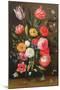 Tulips, Roses, Anemones in a Glass Vase with Butterflies and a Caterpillar-Jan van, the Elder Kessel-Mounted Giclee Print
