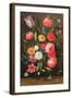 Tulips, Roses, Anemones in a Glass Vase with Butterflies and a Caterpillar-Jan van, the Elder Kessel-Framed Giclee Print