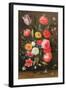 Tulips, Roses, Anemones in a Glass Vase with Butterflies and a Caterpillar-Jan van, the Elder Kessel-Framed Giclee Print