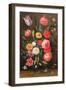 Tulips, Roses, Anemones in a Glass Vase with Butterflies and a Caterpillar-Jan van, the Elder Kessel-Framed Giclee Print