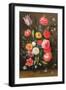 Tulips, Roses, Anemones in a Glass Vase with Butterflies and a Caterpillar-Jan van, the Elder Kessel-Framed Giclee Print