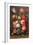 Tulips, Roses, Anemones in a Glass Vase with Butterflies and a Caterpillar-Jan van, the Elder Kessel-Framed Giclee Print