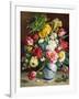 Tulips, Roses, Narcissi and other Flowers in a Blue and White Vase-Klausner R.-Framed Giclee Print