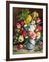 Tulips, Roses, Narcissi and other Flowers in a Blue and White Vase-Klausner R.-Framed Giclee Print