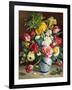 Tulips, Roses, Narcissi and other Flowers in a Blue and White Vase-Klausner R.-Framed Giclee Print