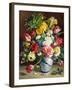 Tulips, Roses, Narcissi and other Flowers in a Blue and White Vase-Klausner R.-Framed Giclee Print