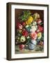 Tulips, Roses, Narcissi and other Flowers in a Blue and White Vase-Klausner R.-Framed Giclee Print