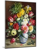 Tulips, Roses, Narcissi and other Flowers in a Blue and White Vase-Klausner R.-Mounted Giclee Print