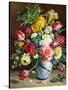 Tulips, Roses, Narcissi and other Flowers in a Blue and White Vase-Klausner R.-Stretched Canvas