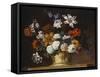 Tulips, Snowballs and Other Flowers in a Sculpted Urn on a Ledge-Peter Casteels-Framed Stretched Canvas