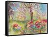 Tulips under Blossoming Appletree, 1991-Eva Fischer-Keller-Framed Stretched Canvas