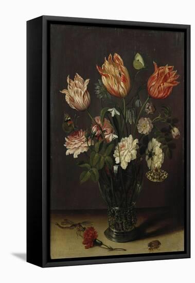 Tulips with Other Flowers in a Glass on a Table-George Wesley Bellows-Framed Stretched Canvas