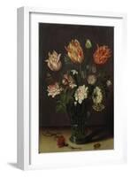 Tulips with Other Flowers in a Glass on a Table-George Wesley Bellows-Framed Giclee Print