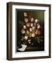 Tulips, Yellow and Pink Roses in a Glass Vase-Jan Philip Van Thielen-Framed Giclee Print