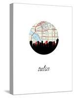 Tulsa Map Skyline-Paperfinch 0-Stretched Canvas