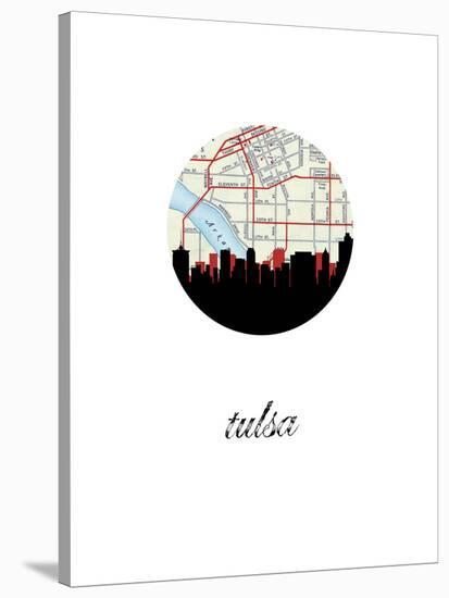 Tulsa Map Skyline-Paperfinch 0-Stretched Canvas