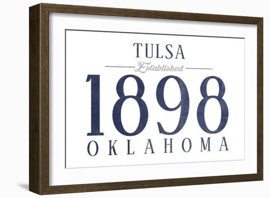 Tulsa, Oklahoma - Established Date (Blue)-Lantern Press-Framed Art Print