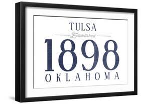 Tulsa, Oklahoma - Established Date (Blue)-Lantern Press-Framed Art Print