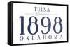 Tulsa, Oklahoma - Established Date (Blue)-Lantern Press-Framed Stretched Canvas