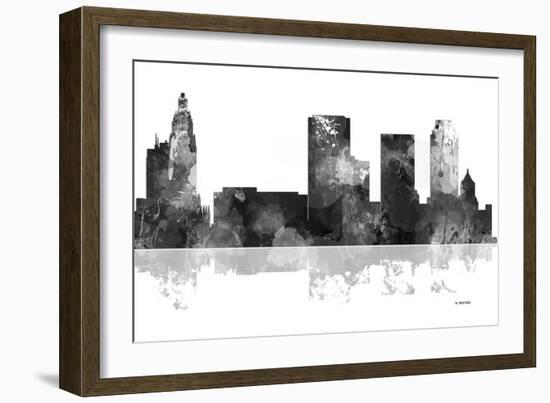 Tulsa Oklahoma Skyline BG 1-Marlene Watson-Framed Giclee Print