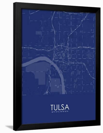 Tulsa, United States of America Blue Map-null-Framed Poster