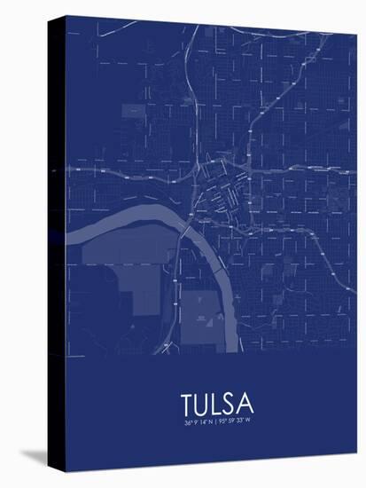 Tulsa, United States of America Blue Map-null-Stretched Canvas