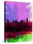 Tulsa Watercolor Skyline 2-NaxArt-Stretched Canvas