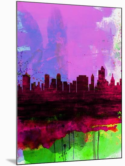 Tulsa Watercolor Skyline 2-NaxArt-Mounted Art Print