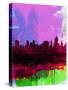 Tulsa Watercolor Skyline 2-NaxArt-Stretched Canvas