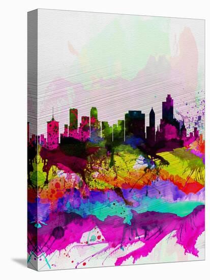 Tulsa Watercolor Skyline-NaxArt-Stretched Canvas