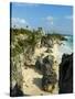 Tulum Beach and El Castillo Temple at Ancient Mayan Site of Tulum, Tulum, Quintana Roo, Mexico-null-Stretched Canvas