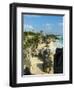 Tulum Beach and El Castillo Temple at Ancient Mayan Site of Tulum, Tulum, Quintana Roo, Mexico-null-Framed Photographic Print
