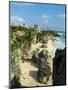 Tulum Beach and El Castillo Temple at Ancient Mayan Site of Tulum, Tulum, Quintana Roo, Mexico-null-Mounted Photographic Print