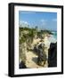 Tulum Beach and El Castillo Temple at Ancient Mayan Site of Tulum, Tulum, Quintana Roo, Mexico-null-Framed Photographic Print