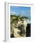 Tulum Beach and El Castillo Temple at Ancient Mayan Site of Tulum, Tulum, Quintana Roo, Mexico-null-Framed Photographic Print