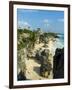 Tulum Beach and El Castillo Temple at Ancient Mayan Site of Tulum, Tulum, Quintana Roo, Mexico-null-Framed Photographic Print