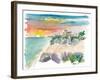 Tulum Mexico Sunset with Maya Ruins And Sea-M. Bleichner-Framed Art Print