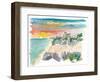 Tulum Mexico Sunset with Maya Ruins And Sea-M. Bleichner-Framed Art Print