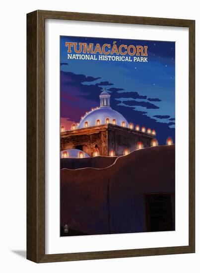 Tumacacori National Historical Park, Arizona - Luminarias-Lantern Press-Framed Art Print