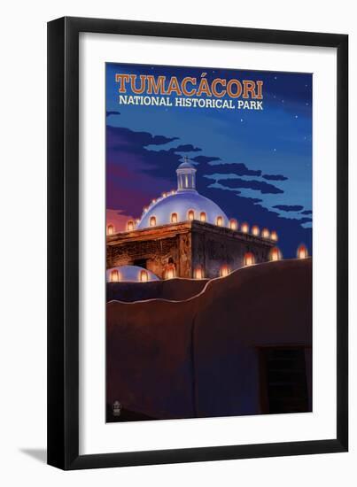 Tumacacori National Historical Park, Arizona - Luminarias-Lantern Press-Framed Art Print