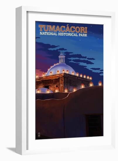 Tumacacori National Historical Park, Arizona - Luminarias-Lantern Press-Framed Art Print