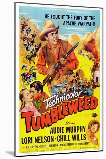 Tumbleweed, Kissing from Left: Lori Nelson, Audie Murphy, Chill Wills, 1953-null-Mounted Art Print