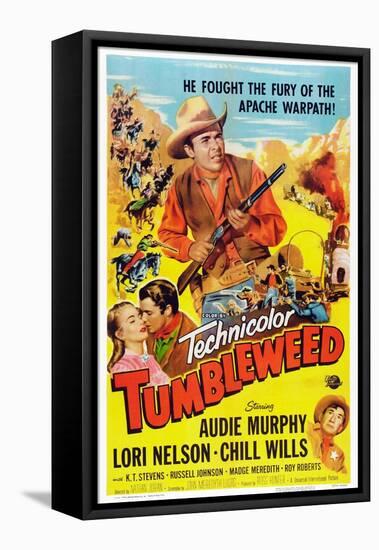 Tumbleweed, Kissing from Left: Lori Nelson, Audie Murphy, Chill Wills, 1953-null-Framed Stretched Canvas