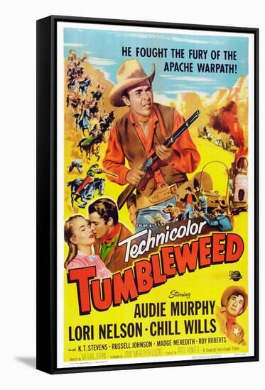 Tumbleweed, Kissing from Left: Lori Nelson, Audie Murphy, Chill Wills, 1953-null-Framed Stretched Canvas