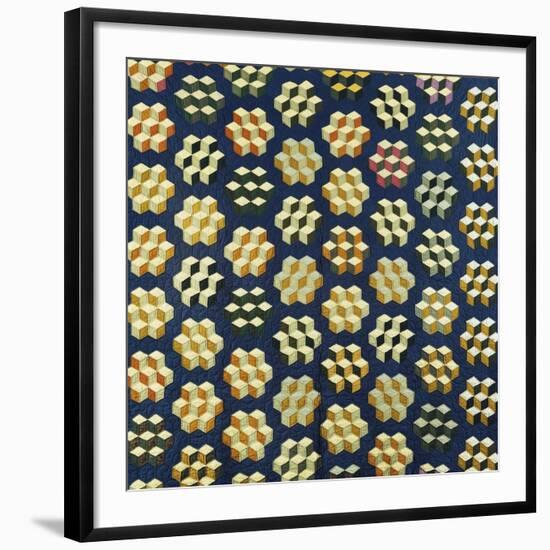 Tumbling Blocks Coverlet, American, 19th Century-null-Framed Giclee Print