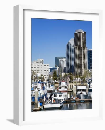Tuna Harbor and Skyline, San Diego, California, United States of America, North America-Richard Cummins-Framed Photographic Print