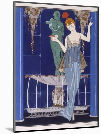 Tunic Dress by Paquin: Draped Tango Skirt with Front Split and Train-Georges Barbier-Mounted Photographic Print